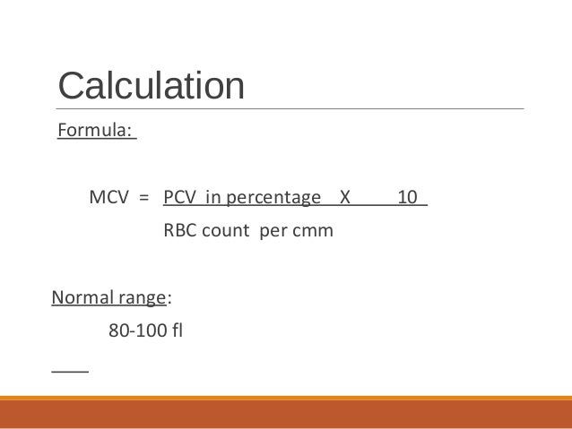 Mcv Calculation Online